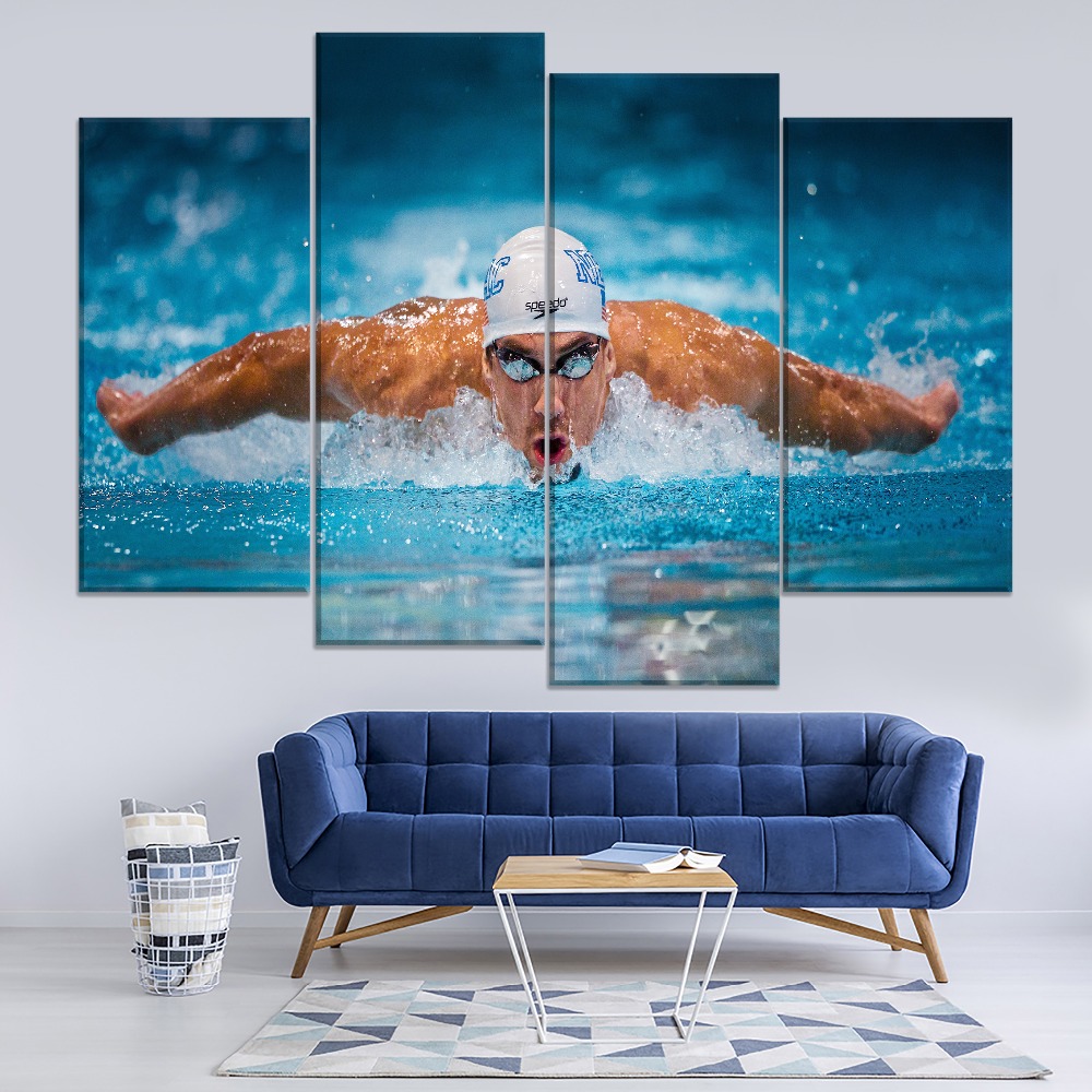 Swimming Michael Phelps Sport 4 Pieces – Canvas Wall Art