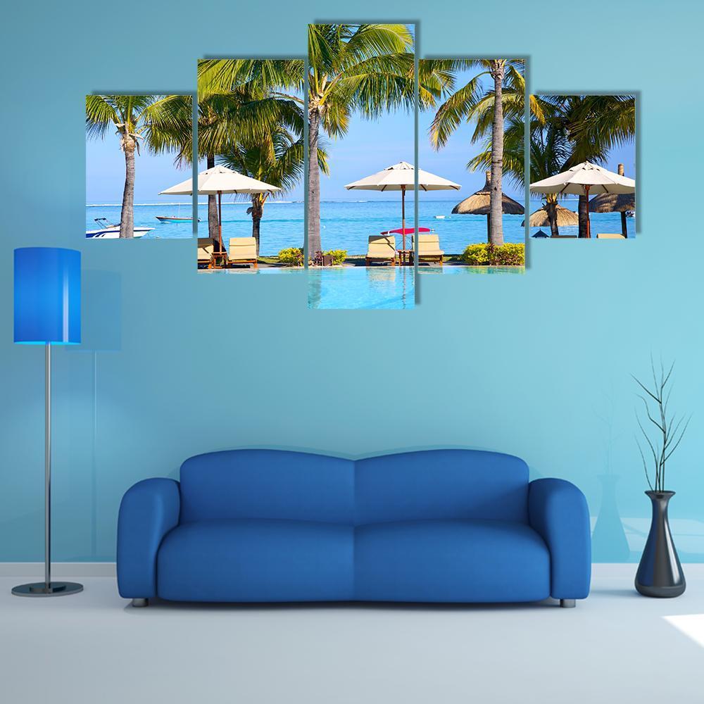 Swimming Pool With Lounge Chairs – Nature Canvas Wall Art