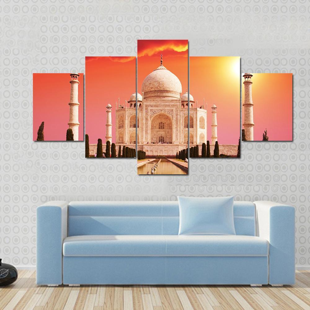 Taj Mahal Palace On Sunrise, Agra, India – Nature Canvas Wall Art