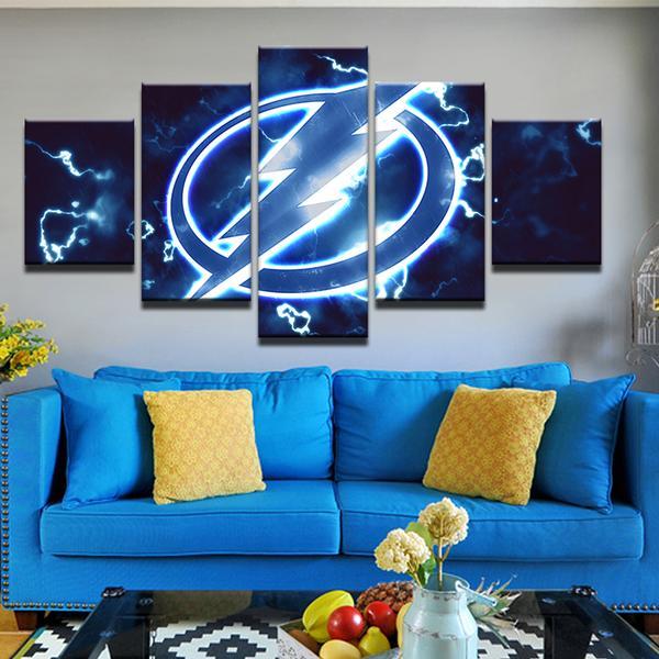 Tampa Bay Lightning Bolts Hockey Sport Canvas Wall Art