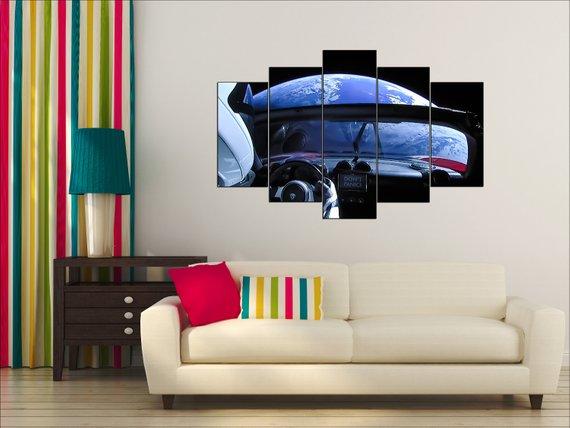 Tesla Roadster Spacex Tesla Space Falcon – Automative Canvas Wall Art