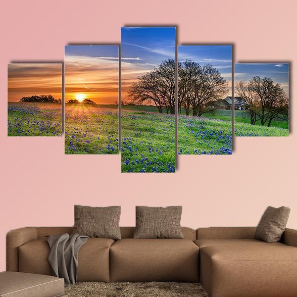 Texas Bluebonnet Spring Wildflower Field – Nature Canvas Wall Art