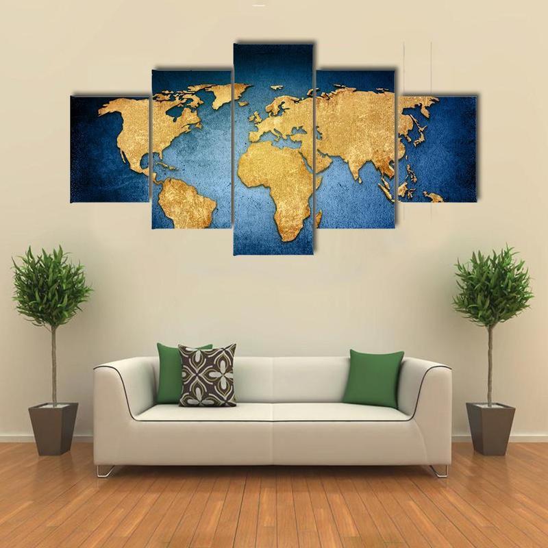 Textured World Map – Abstract Canvas Wall Art