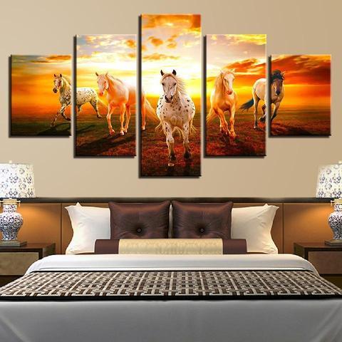 The 5 Horses – Animal Canvas Wall Art