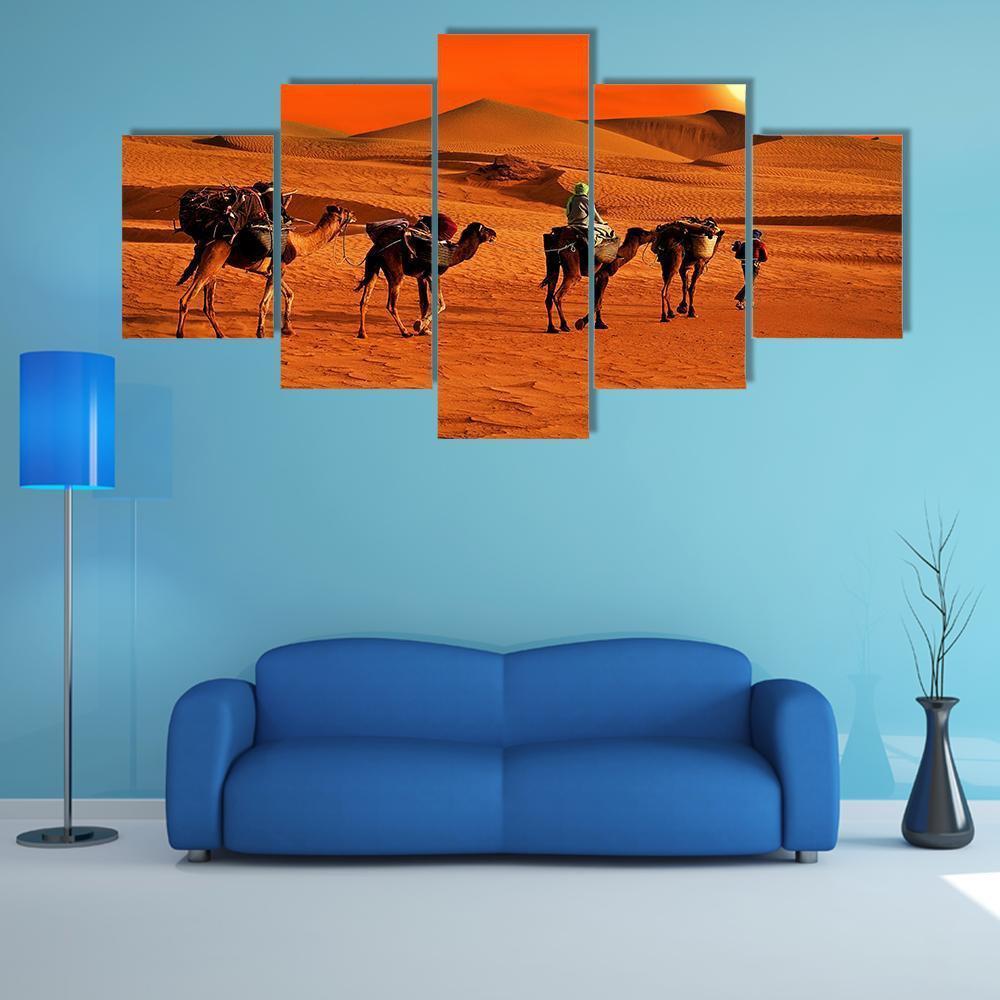 The Berbesky Tribe Passes The Desert In Africa – Nature Canvas Wall Art