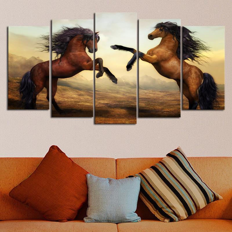 The Brown Horses – Animal Canvas Wall Art