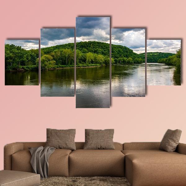The Delaware River Seen From A Bridge In Belvidere – Nature Canvas Wall Art