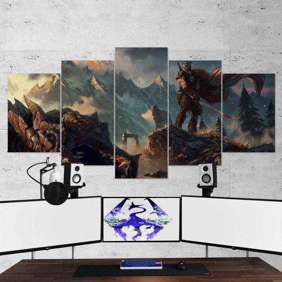 The Elder Scrolls Skyrim Viking Dragon Fantasy 03 – Gaming Canvas Wall Art