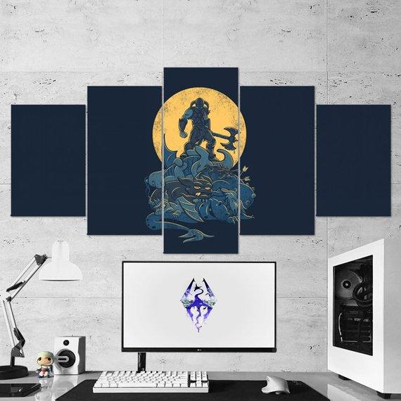 The Elders Scrolls V Skyrim Minimalism Viking 02 – Gaming Canvas Wall Art