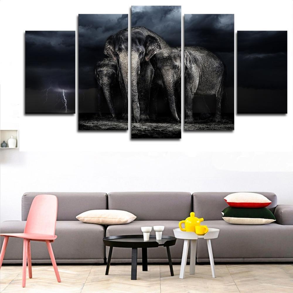 The Elephant Of The Lightning Clouds – Animal Canvas Wall Art
