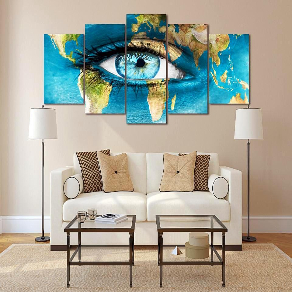 The Face World Map – Abstract Canvas Wall Art