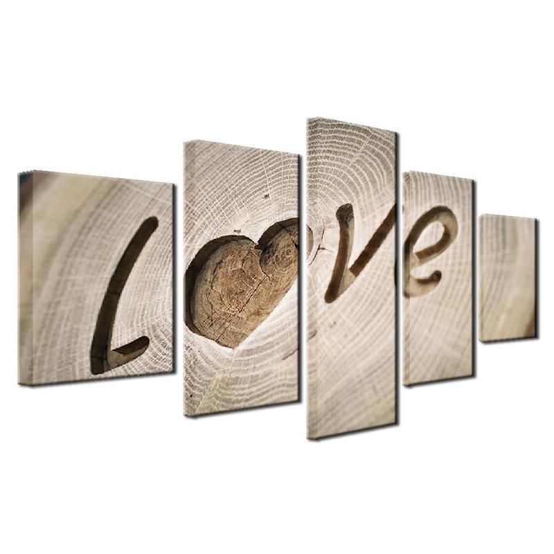 The Inscription Love Is Cut Out On The Tree – Abstract Canvas Wall Art