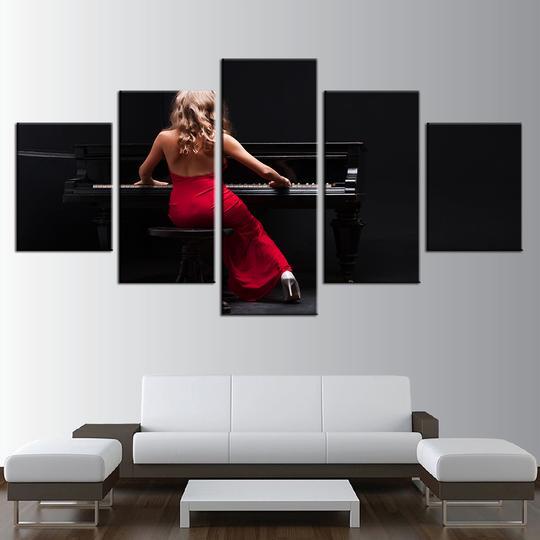 The Lady In Red Piano Player – Music Canvas Wall Art