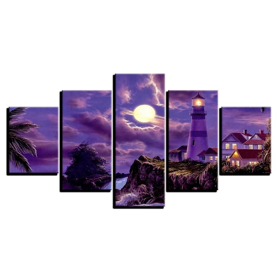The Lighthouse In Halloween – Nature Canvas Wall Art