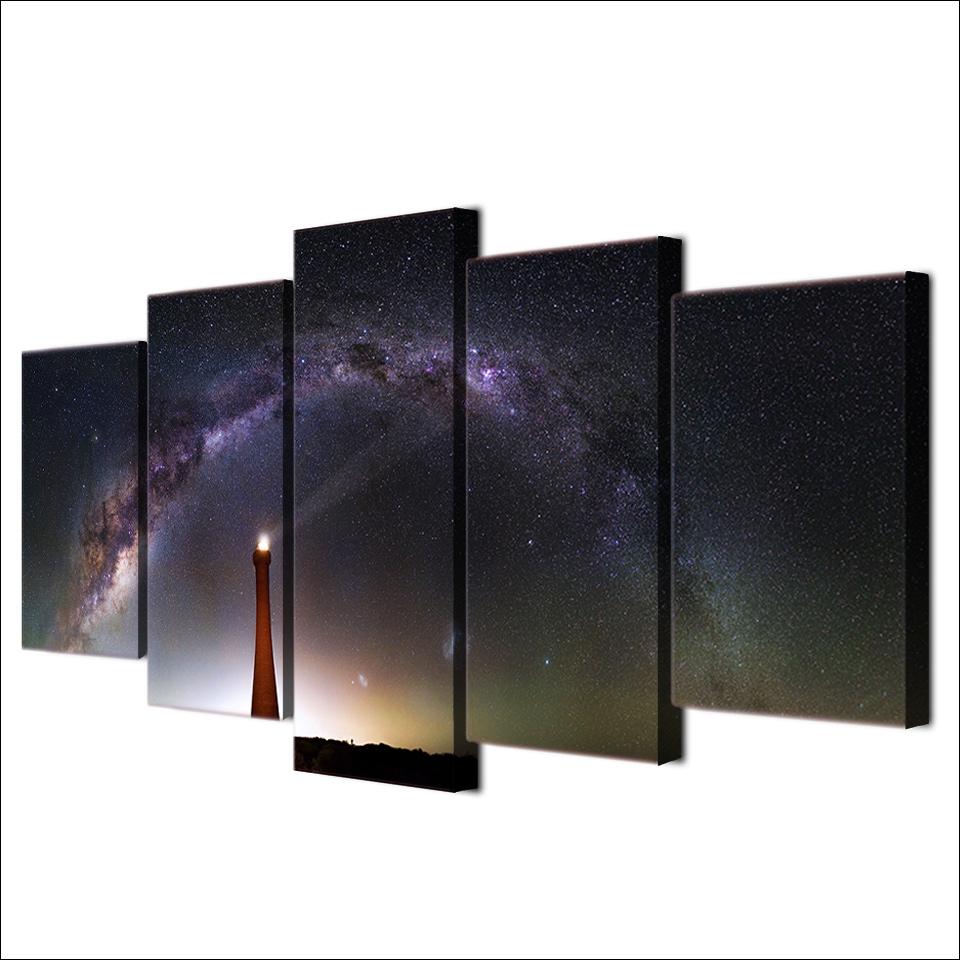 The Lighthouse In Night- Nature Canvas Wall Art