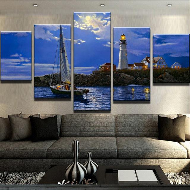 The Lighthouse In Sunset – Nature Canvas Wall Art
