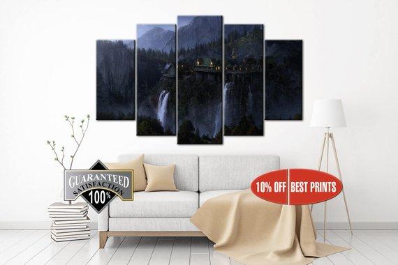The Lord Of The Rings, Rivendel House In The Mountains – Movie Canvas Wall Art