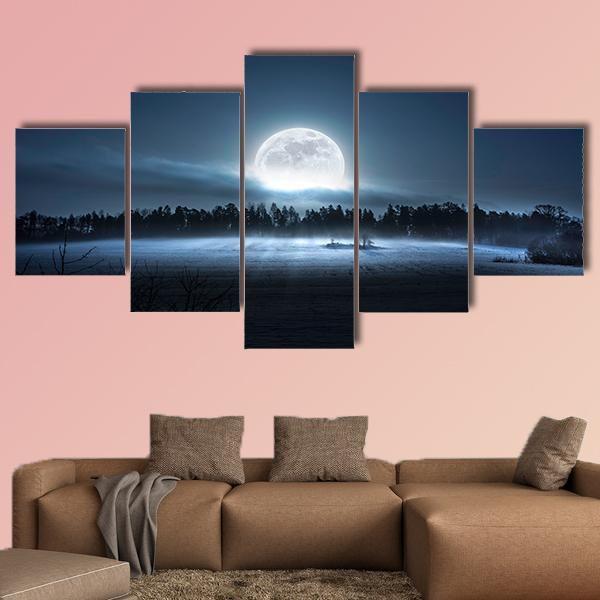 The Moon Rising Over The Forest – Nature Canvas Wall Art