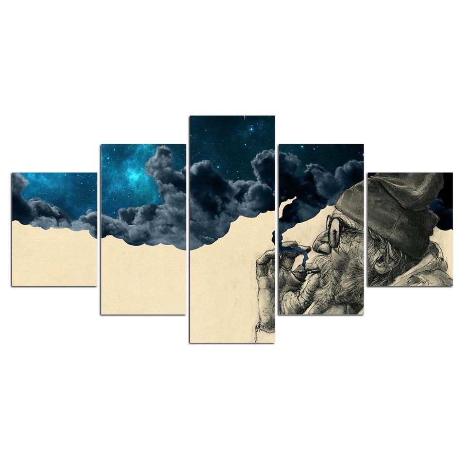 The Old Man Smoking – Abstract Canvas Wall Art