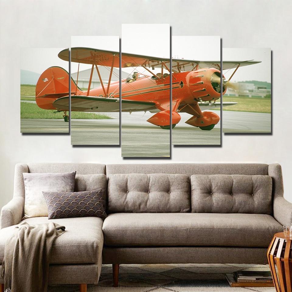The Orange Plane – Aircraft Canvas Wall Art