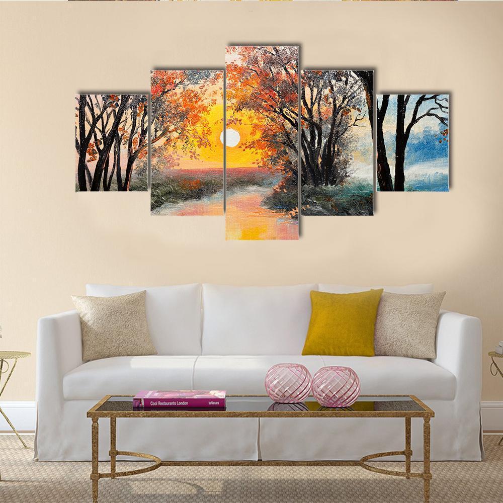 The River With Tree – Abstract Nature Canvas Wall Art