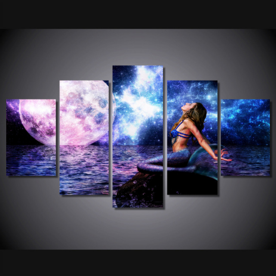 The Rusalka Blue Mermaid – Abstract Canvas Wall Art