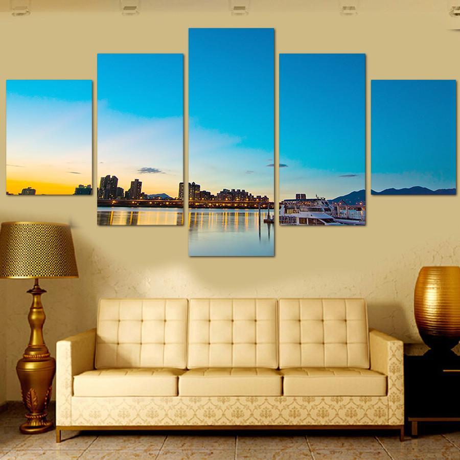 The Setting Sun City – Nature Canvas Wall Art
