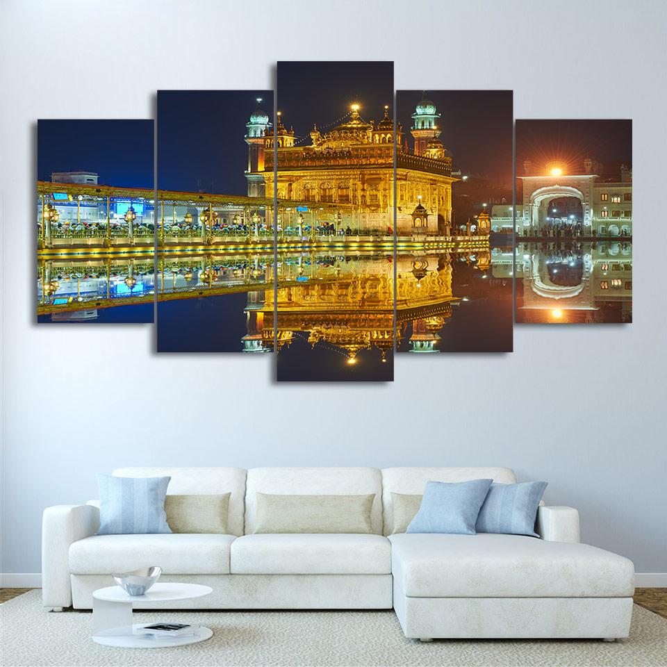 The Sikh Golden Temple Night View At Amritsar – Landscape Canvas Wall Art