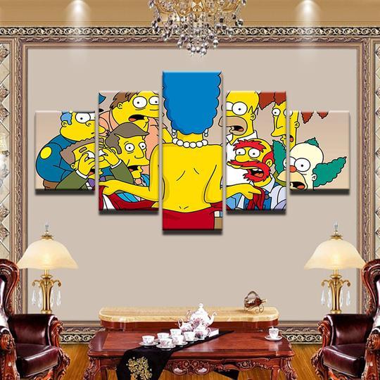 The Simpsons Marge Flashes Cartoon Canvas Wall Art