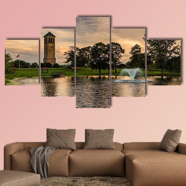 The Singing Tower And A Pond In Carillon Park – Nature Canvas Wall Art