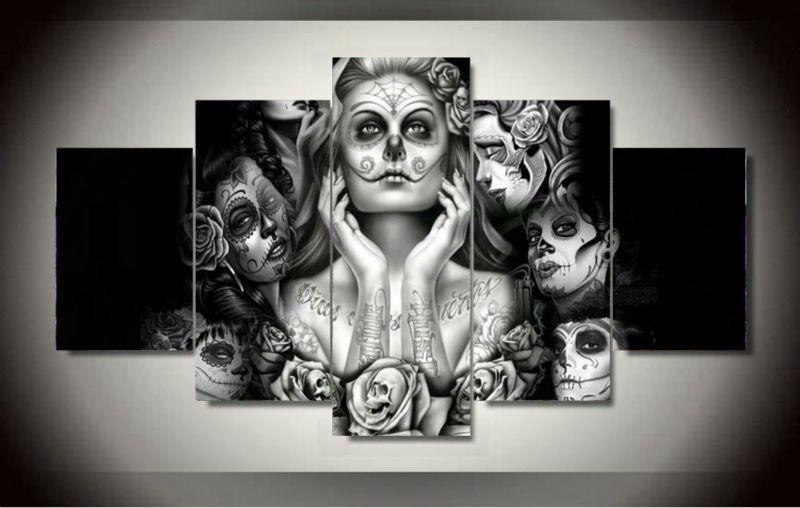 The Sugar Skull Girl – Abstract Canvas Wall Art