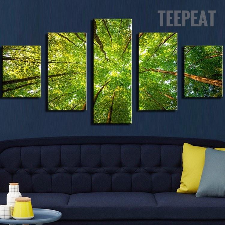 The Sunlight, Green Leaves And Branches In The Forest – Nature Canvas Wall Art