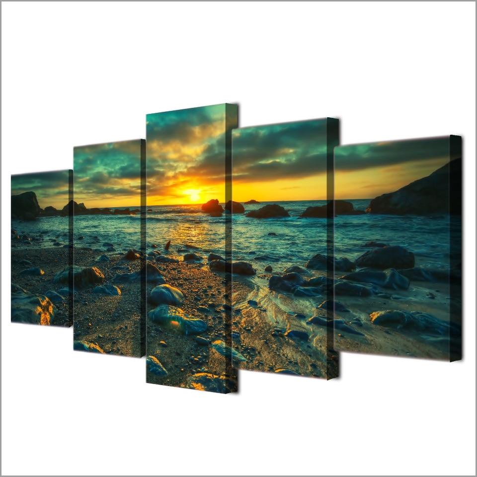 The Sunset Beach Rocks – Space Canvas Wall Art