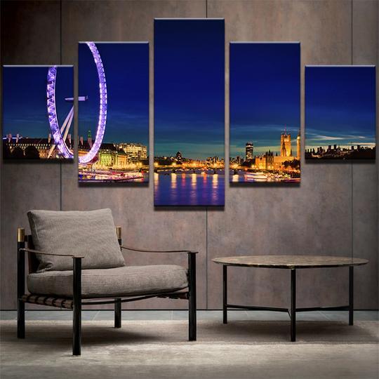 The Thames London At Night – Nature Canvas Wall Art
