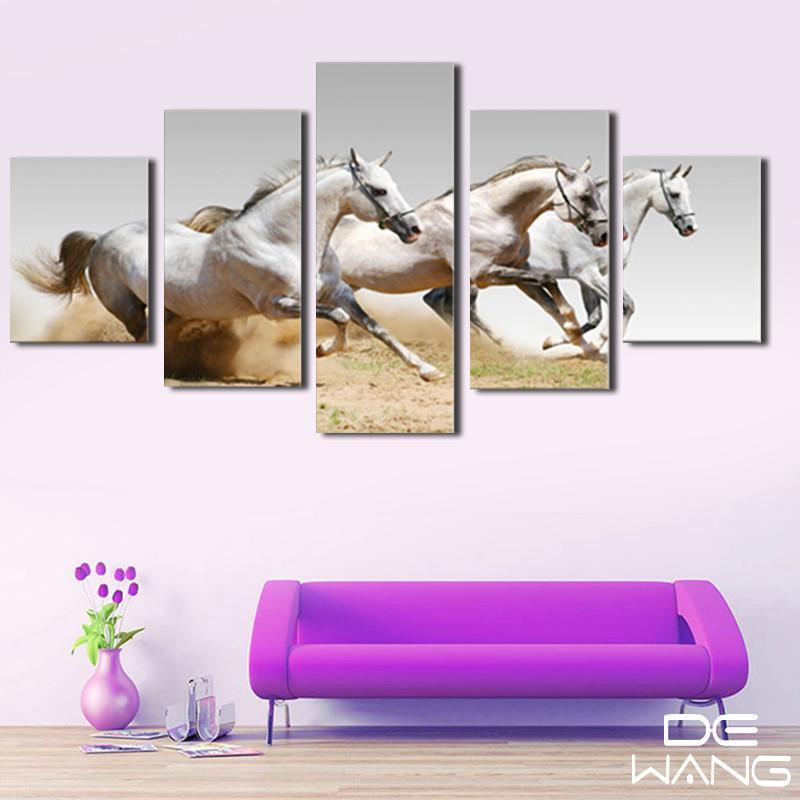 The Three White Horses – Animal Canvas Wall Art