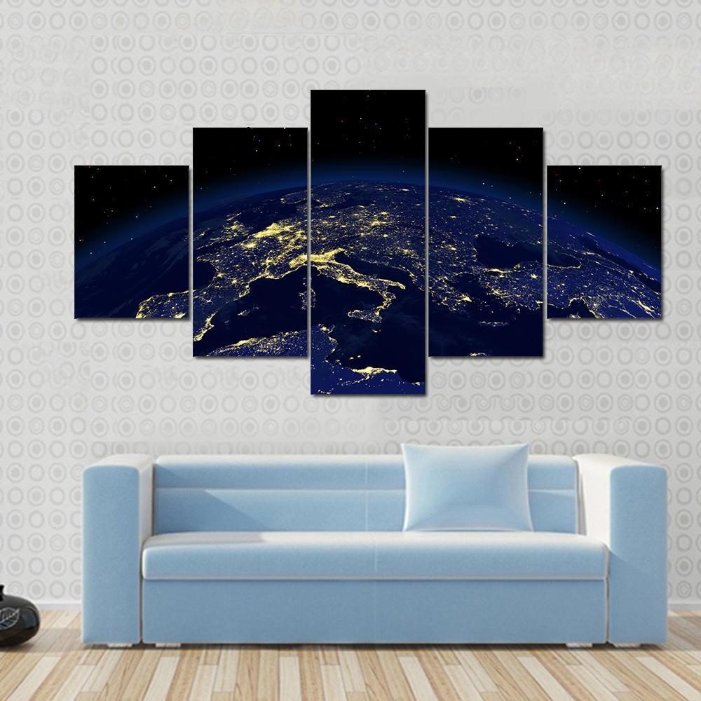 The View Of A Earth Night Side From Space – Space Canvas Wall Art