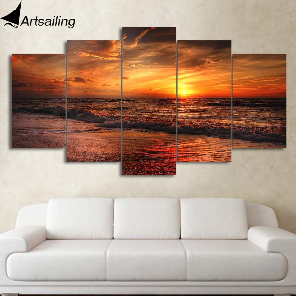 The View Of Sunset On Sea – Space Canvas Wall Art