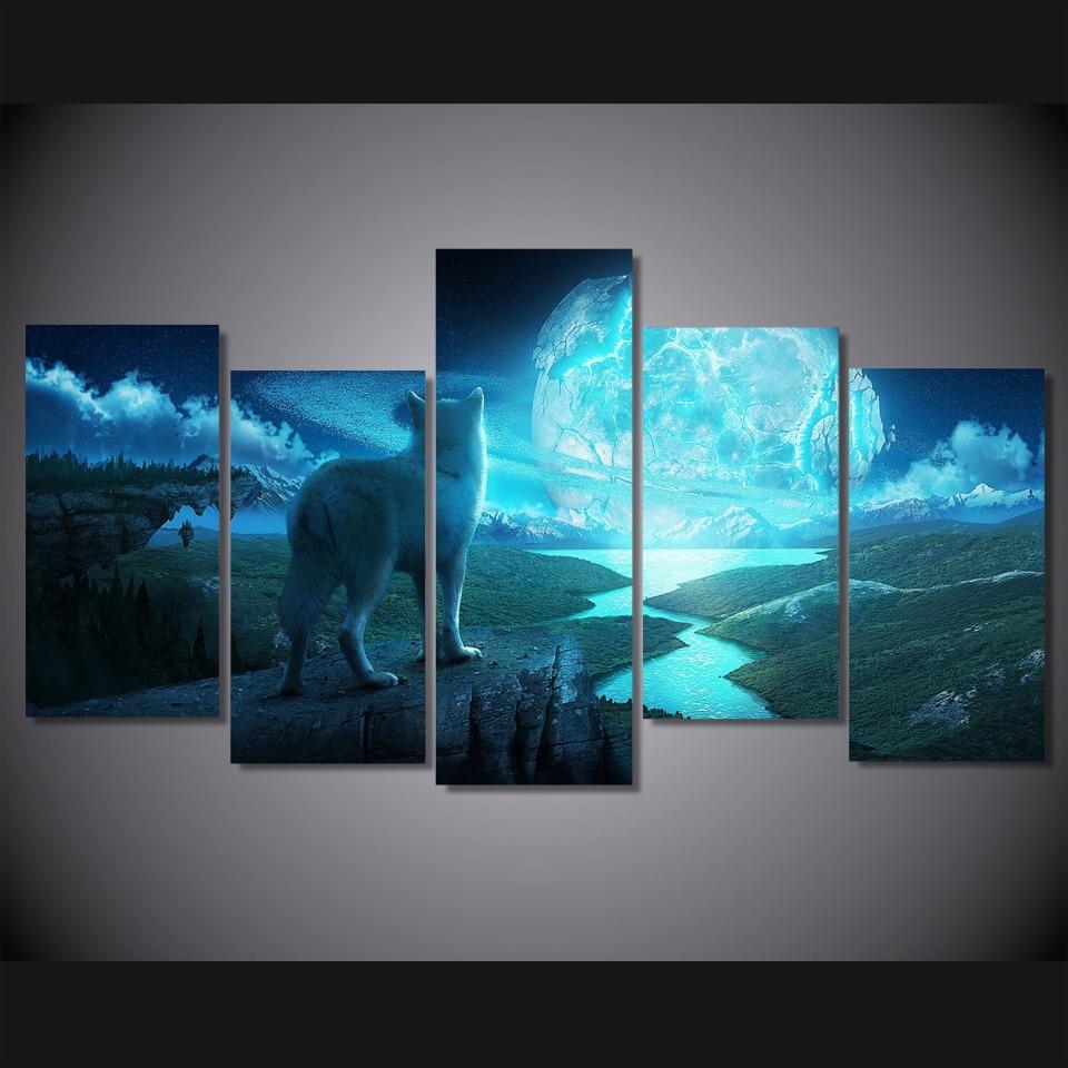 The Wolf And The Planet – Animal Canvas Wall Art
