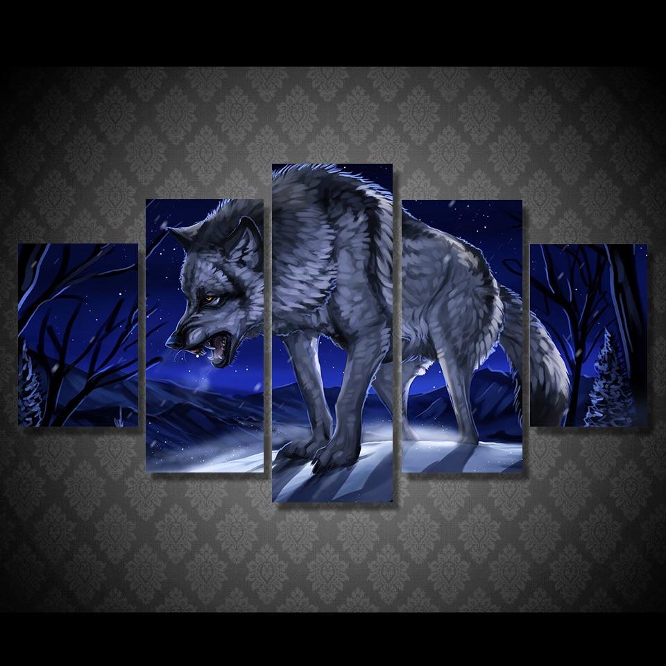 The Wolf Moonlight Night – Animal Canvas Wall Art