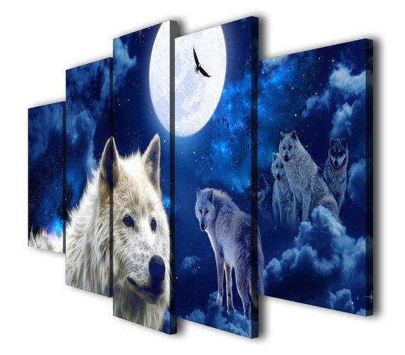 The Wolf Under The Moon – Animal Canvas Wall Art