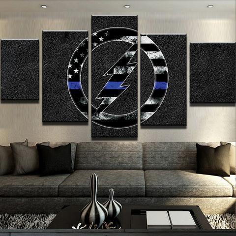 Thin Blue Line Flash – Abstract Canvas Wall Art