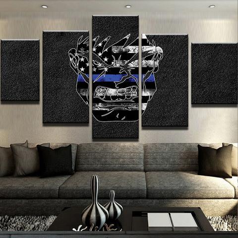 Thin Blue Line Hulk – Abstract Canvas Wall Art