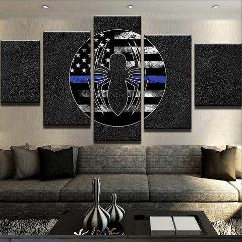 Thin Blue Line Spiderman – Abstract Canvas Wall Art