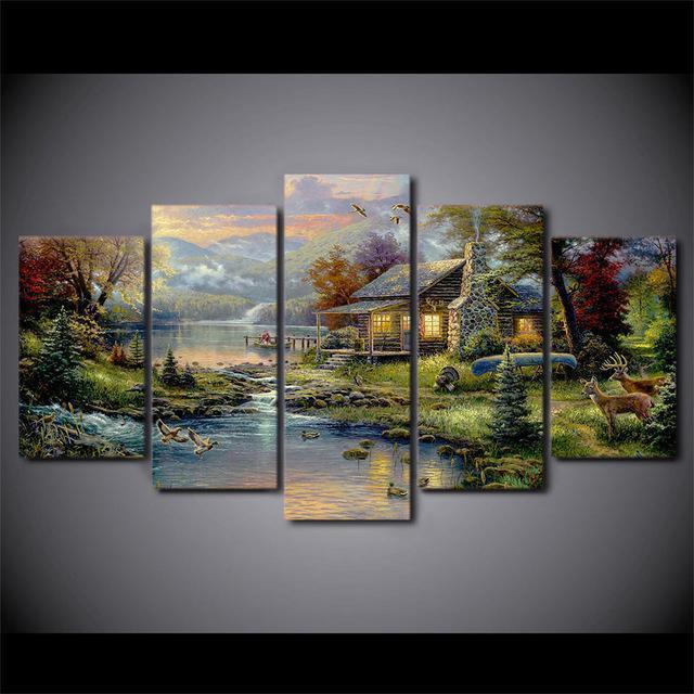 Thomas Kinkade Fairy Fantasy Castle Landscape 1 Nature – Canvas Wall Art