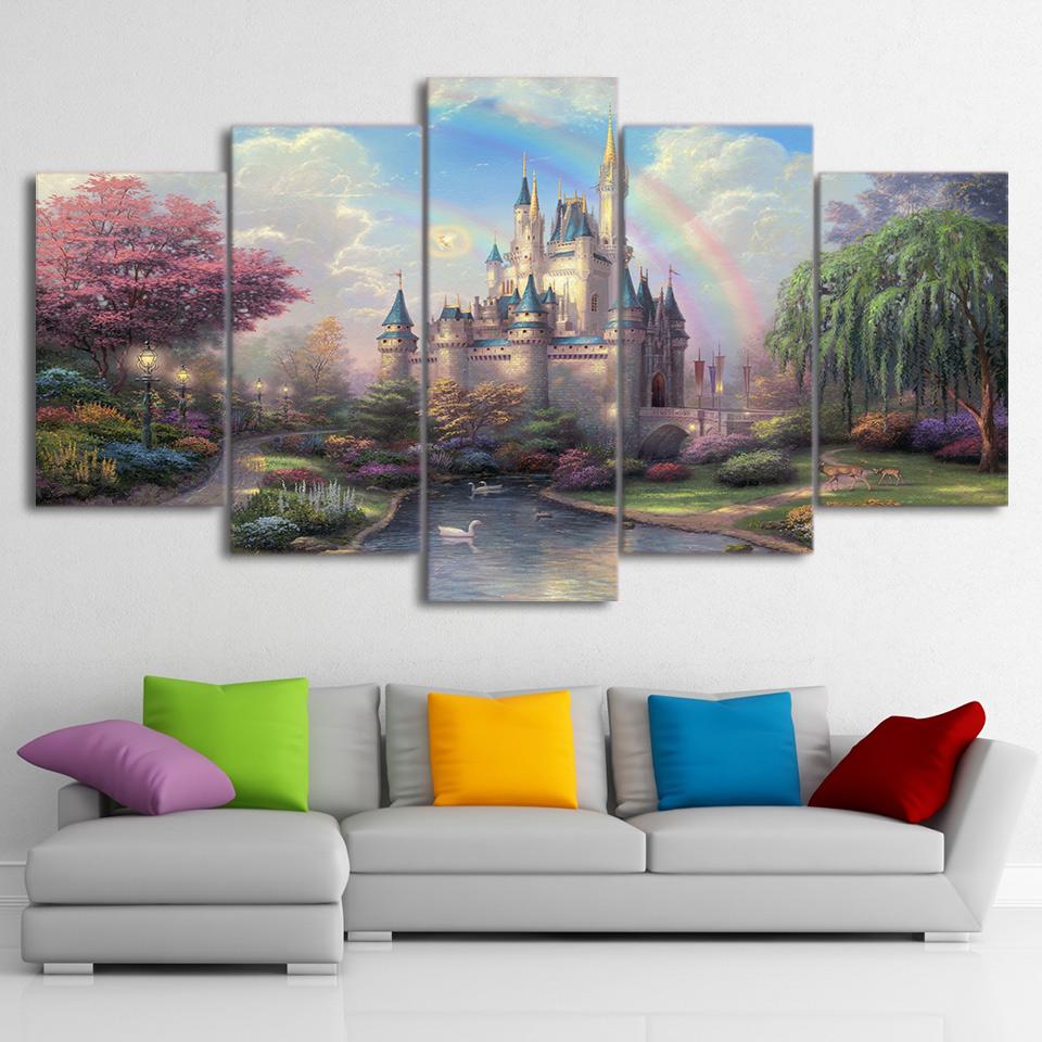 Thomas Kinkade Fairy Fantasy Castle Landscape 10 – Nature Canvas Wall Art