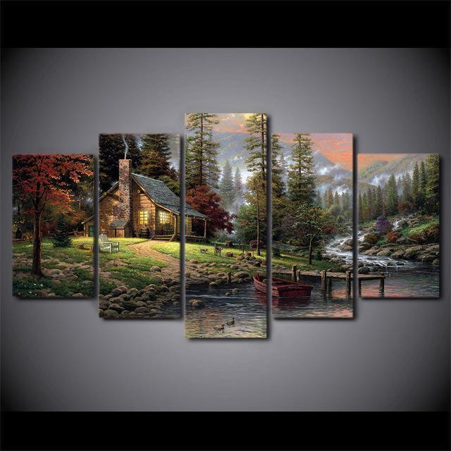 Thomas Kinkade Fairy Fantasy Castle Landscape 2 Nature – Canvas Wall Art