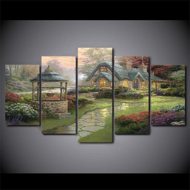 Thomas Kinkade Fairy Fantasy Castle Landscape Nature Canvas Wall Art