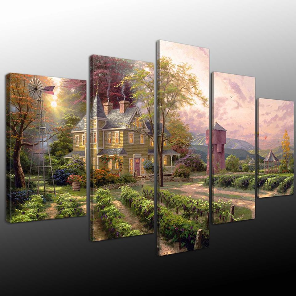 Thomas Kinkade Fairy Castle Landscape Among Nature Canvas Wall Art