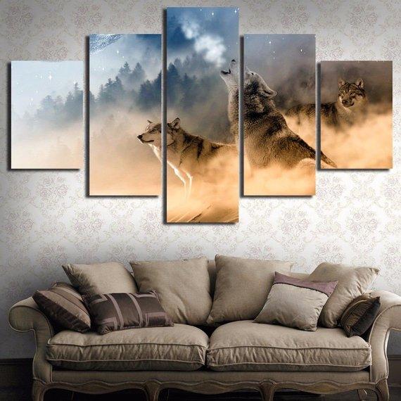 Three Wolves Mountain 1 – Animal Canvas Wall Art