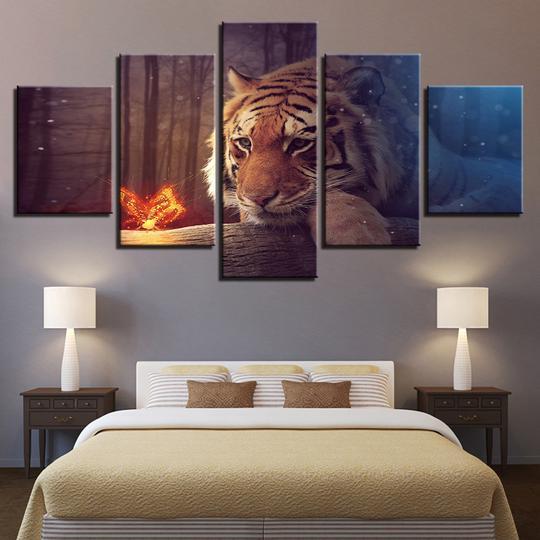 Tiger And Magic Butterfly – Animal Canvas Wall Art